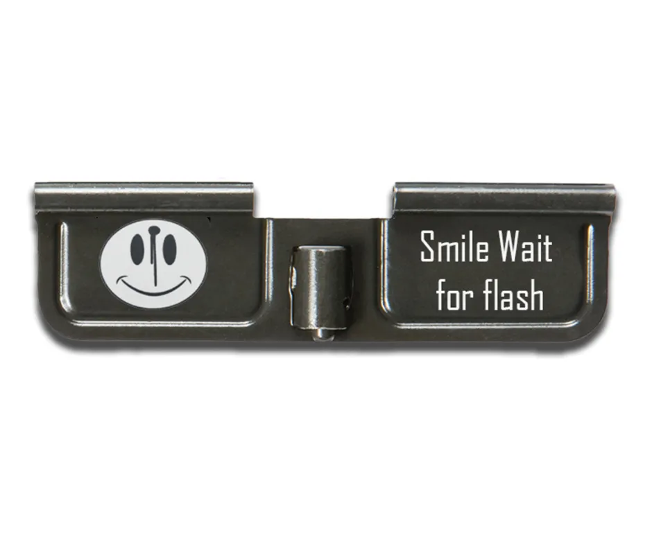 BAD CALIBER ENGRAVED EJECTION PORT COVER AR15/M16/M4  - SMILE AND WAIT FOR THE FLASH